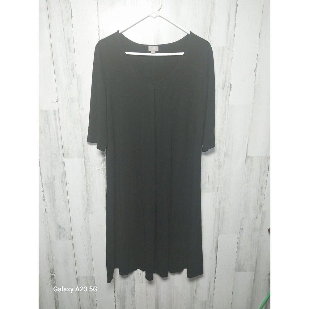 J. Jill Women's Large Black Pleated Front Midi Dress